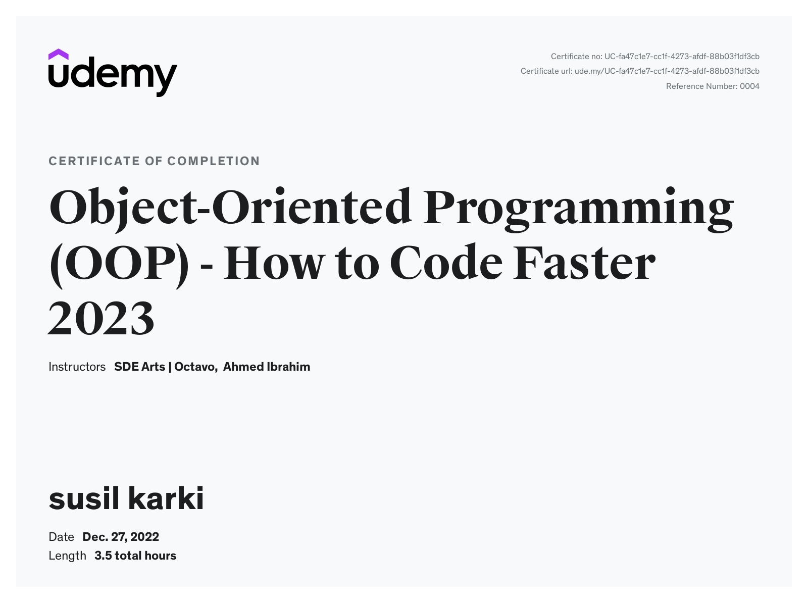 Programming Certificate